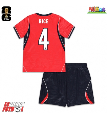 Inglaterra Declan Rice #4 Segunda Equipación Niños Mundial 2026 Manga Corta (+ Pantalones cortos)